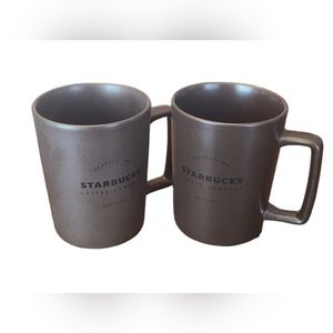 Pair Starbucks Coffee Company TeaCoffee Mug 16oz Brown Gray '16 Seattle WA CAFE